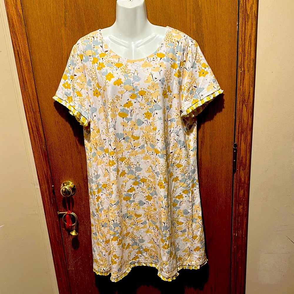 spartina 449 Yellow and Blue Floral knee length dress xxl plus size